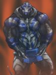  abs alien anthro biceps big_muscles blue_eyes blue_skin claws clothing convenient_censorship grey_skin looking_at_viewer mal_ek male mass_effect muscular muscular_male open_mouth pecs simple_background smile solo standing teeth turian underwear video_games wardrobe_malfunction 