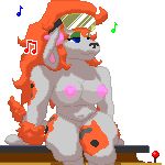  alpha_channel animated anthro arcade black_fur blue_eyes breasts canine digital_media_(artwork) dog eyewear female fur glasses green_makeup grin hair koi_(tsunamidusher) legs_together long_hair looking_at_viewer low_res makeup mammal music nude orange_fur orange_hair pixel_(artwork) pixel_animation poodle pussy simple_background sitting smile solo spread_legs spreading transparent_background tsunamidusher video_games white_fur 