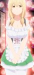  absurdres apron blonde_hair cross-laced_clothes frilled_apron frills highres indoors long_hair looking_at_viewer oktoberfest pleated_skirt screencap skirt solo stitched sunohara_ayaka sunoharasou_no_kanrinin-san thighhighs third-party_edit v_arms white_apron yellow_eyes 