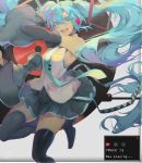  aqua_eyes aqua_hair bare_shoulders blue_eyes boots commentary_request detached_sleeves floating_hair green_hair hatsune_miku headphones headset highres long_hair looking_at_viewer nail_polish necktie open_mouth saihate_(d3) skirt sleeveless solo thigh_boots thighhighs twintails very_long_hair vocaloid wide_sleeves 