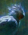  2018 ambiguous_gender avian beak bird feathers feral raining secretary_bird simple_background solo tamberella water white_feathers 