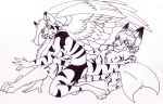  2010 amocin amocin_(amocin) anthro breasts claws duo eye_contact feathered_wings feathers feline female fur hair male mammal nude open_mouth paws striped_fur stripes teeth tiger tongue vego_(amocin) wings 
