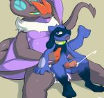  2018 anal anal_penetration animal_genitalia animal_penis balls blush canine_penis cum cum_in_ass cum_inside cumshot dacad duo ejaculation knot male male/male nintendo noivern nude orgasm penetration penis pok&eacute;mon pok&eacute;mon_(species) riolu sitting slightly_chubby video_games 