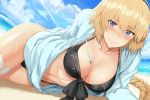  bikini cleavage fate/grand_order garter hews jeanne_d&#039;arc open_shirt swimsuits 