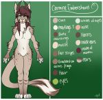  2017 absurd_res anthro breasts carmine_embershard digital_media_(artwork) dragon english_text feline female fishtoonz hair hi_res horn hybrid long_tail looking_at_viewer lynx mammal model_sheet nude solo standing text 