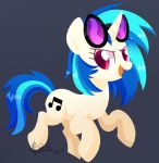  2018 blue_hair cute cutie_mark equine eyelashes eyewear female feral friendship_is_magic grey_background hair hi_res hooves horn mammal multicolored_hair my_little_pony nude open_mouth open_smile portrait purple_eyes signature simple_background smile solo sunglasses tongue two_tone_hair unicorn vinyl_scratch_(mlp) yaaaco17 