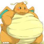  2018 ambiguous_gender antennae anthro belly big_belly big_cheeks blush brown_eyes chubby_cheeks claws digital_drawing_(artwork) digital_media_(artwork) dragon dragonite hamatnk horn mammal morbidly_obese nintendo nude obese orange_skin overweight pok&eacute;mon pok&eacute;mon_(species) scalie simple_background smile solo standing toe_claws video_games white_background wings 