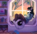  2018 anthro black_hair canine clothed clothing detailed_background digital_media_(artwork) dog female hair husky kaitycuddle mammal smile solo 