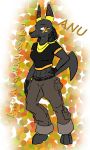  2012 anubis athletic_female canine clothing deity female jackal jewelry low_res makeup mammal muscular muscular_female smile soldier solo 