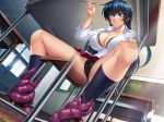  1girl bra breasts chair desk igawa_asagi kagami_hirotaka long_hair panties school_uniform socks taimanin_(series) taimanin_asagi taimanin_asagi_zero tentacle underwear 