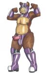  2018 4_fingers anthro armor barry_the_bear bear belly biped black_nose boots brown_fur brown_nipples brown_tail clothing dcheese duo erection fist flexing footwear full-length_portrait fur gauntlets glans gloves green_eyes humanoid_penis leather lighting looking_at_viewer male mammal mask multicolored_fur musclegut muscular muscular_male navel nipples overweight overweight_male pecs penis penis_through_fly pink_penis poking_out portrait purple_glans raised_arm shadow sharp_teeth shiny short_tail simple_background smile smirk smug snout solo standing sudo tan_fur teeth thong traditional_media_(artwork) two_tone_fur vein veiny_penis white_background wrestler wrestling_mask wrestling_outfit 