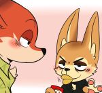  2016 anthro black_nose blush canine clothed clothing disney duo fennec finnick fox male mammal nick_wilde saku1saya zootopia 