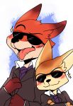  2016 anthro blush canine clothed clothing disney duo eyewear fangs fennec finnick fox fur male mammal necktie nick_wilde saku1saya smile suit sunglasses tongue tongue_out zootopia 