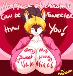  anthro beauty_mark big_breasts blush body_writing breasts canine cleavage clothed clothing dialogue diana_(thecon) dog eyewear female glasses huge_breasts mammal mature_female nipple_bulge thecon 