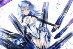  :p beatless blue_eyes breasts cleavage cleavage_cutout fhilippedu floating_hair hair_between_eyes leicia leotard long_hair looking_at_viewer medium_breasts outstretched_arm parted_lips sideboob silver_hair solo standing tongue tongue_out white_background 