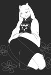  2015 anthro barefoot caprine clothed clothing eyes_closed female flower goat mammal plant saku1saya solo toes toriel undertale video_games 
