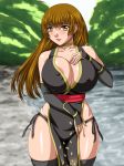  1girl breasts brown_eyes brown_hair cleavage dead_or_alive erect_nipples huge_breasts kasumi_(doa) kunoichi large_breasts long_hair no_bra no_panties revealing_clothes solo tagme water_beryl 