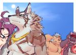  2018 anthro belly boar canine episode0006 female gouryou group male mammal mohawk moobs muscular nipples overweight overweight_male porcine seth_(tas) tokyo_afterschool_summoners tongue tongue_out tusks 