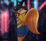  anthro butt_pose canine carmelita_fox clothed clothing damian5320 fox gun hair mammal ranged_weapon sly_cooper_(series) video_games weapon 