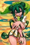  1girl asui_tsuyu boku_no_hero_academia china_dress chinese_clothes dqn_(rokomoko0) dress frog green_hair solo 