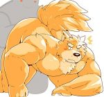  2017 anthro arufina_w blush butt canine duo humanoid_hands male mammal moobs slightly_chubby wolf 