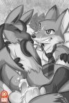  2018 anal anal_penetration anthro anthro_on_anthro balls blush butt canine claws cum cum_in_ass cum_inside cum_on_chest cum_on_face disney drooling duo euyoshi89 eyes_closed fox looking_pleasured lucario male male/male mammal monochrome mostly_nude necktie nick_wilde nintendo nude penetration penis pok&eacute;mon pok&eacute;mon_(species) reclining saliva smile sweat video_games zootopia 