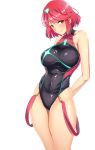  breasts competition_swimsuit highleg homura_(xenoblade_2) kasoku_souchi large_breasts nintendo one-piece_swimsuit red_hair swimsuit xenoblade xenoblade_(series) 