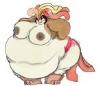  anthro avian belly big_belly bird blush breasts clothed clothing female kanteun nintendo nipples obese overweight panties pidgeot pok&eacute;mon pok&eacute;mon_(species) rosa_pyle simple_background solo topless underwear video_games white_background 