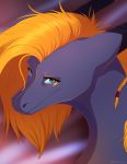  2018 blue_eyes digital_media_(artwork) dragon female feral hair headshot_portrait icelectricspyro looking_at_viewer orange_hair portrait solo 