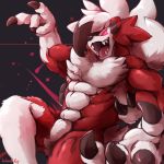  2016 4_fingers abs anthro anthrofied arm_tuft biceps big_biceps big_tail black_claws black_nose canine cheek_tuft chest_tuft claws colored devil_horns digital_drawing_(artwork) digital_media_(artwork) floppy_ears fluffy fluffy_tail fur gesture huge_muscles humanoid_hands light looking_at_viewer lycanroc male mammal manly midnight_lycanroc multicolored_fur muscular muscular_male nintendo obliques open_mouth pecs pok&eacute;mon pok&eacute;mon_(species) pok&eacute;morph quads red_eyes red_fur serratus shaded side_view signature snout solo toony triceps tuft two_tone_fur video_games waddledox white_fur 