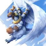  2016 3_toes anthro barefoot clothing dragon gloves legendz male muscular muscular_male shiron solo toes waddledox wings 