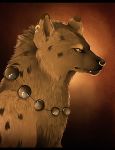  2013 amber_eyes digital_media_(artwork) ear_piercing feral fur hyena mammal maplespyder piercing simple_background solo tan_fur 