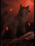  2013 animated black_bars black_nose canine digital_media_(artwork) dog feral fur grey_fur male mammal maplespyder red_eyes solo 