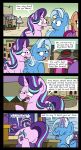  2018 bobthedalek city comic cutie_mark dialogue english_text equine female feral food friendship_is_magic group horn mammal marketplace my_little_pony outside speech_bubble starlight_glimmer_(mlp) text trixie_(mlp) unicorn vomit 