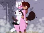  2018 anthro autumn_(character) balls beaver big_breasts black_penis blush breast_grab breasts brown_hair buckteeth dickgirl dracojeff duo erection fur hair hand_on_breast humanoid_penis intersex mammal nipples nude penis pink_fur rodent sex shower smile standing teeth thigh_sex water wet white_balls white_fur white_hair 