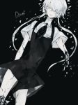  androgynous black_background breaking character_name colored_eyelashes gem_uniform_(houseki_no_kuni) ghost_quartz_(houseki_no_kuni) hair_over_one_eye houseki_no_kuni looking_at_viewer necktie saku_(saku5991) shards short_hair_with_long_locks solo suspenders white_eyes white_hair 