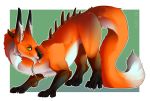  2018 ambiguous_gender avenyl black_nose canine claws digital_media_(artwork) dragon feral fox fur green_eyes hybrid mammal orange_fur solo spines standing 