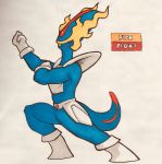  2018 alternate_color anthro anthrofied armor battle_armor belt biped black_sclera blue_body blue_tail boots breastplate clothing cosplay crossover dialga dragon_ball english_text fak&eacute;mon fangs featureless_crotch fighting_stance firefightdex fist flexing footwear frown full-length_portrait gloves hatching_(technique) hi_res legendary_pok&eacute;mon long_head male marker_(artwork) mfanjul midriff mixed_media multicolored_body muscular muscular_male nintendo pen_(artwork) pok&eacute;mon pok&eacute;mon_(species) pok&eacute;morph portrait pose red_body red_eyes red_tail reptile saiyan_armor scalie shadow side_view simple_background solo spread_legs spreading standing text thick_tail toony traditional_media_(artwork) two_tone_tail video_games white_background wide_stance yellow_body 