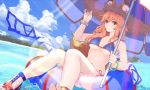  animal_ears ass beach bikini breasts clouds fate/grand_order fate_(series) foxgirl hat long_hair navel orange_hair satsuki_(satsuki1987) sky swimsuit tail tamamo_no_mae_(fate) tree umbrella underboob water wristwear yellow_eyes 