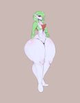  coldfrontvelvet featureless_crotch female flat_chested gardevoir hair hair_over_eye hi_res humanoid hyper_thighs looking_at_viewer makeup nintendo not_furry pok&eacute;mon pok&eacute;mon_(species) smile solo standing video_games wide_hips 