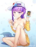  :d absurdres ass bandeau bangs bare_legs bare_shoulders baseball_cap bb_(fate)_(all) bb_(swimsuit_mooncancer)_(fate) blush braid breasts cellphone cleavage collarbone exitb fate/grand_order fate_(series) gradient gradient_background hands_up hat highres holding holding_phone jacket large_breasts leg_up long_hair long_sleeves looking_at_viewer miniskirt off_shoulder open_mouth phone purple_eyes purple_hair shadow shiny shiny_hair shiny_skin sidelocks sideways_hat simple_background sitting skirt smartphone smile smirk solo star star_hat_ornament teeth thighs twitter_username white_hat yellow_jacket yellow_skirt 