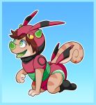  ambiguous_gender anthro baby chameleon chimereon clair_(seel_kaiser) crawling cub diaper happy horn jackson&#039;s_chameleon lizard myoti nintendo onesie open_mouth pok&eacute;mon pok&eacute;mon_(species) reptile scalie smile teeth venipede video_games young 