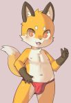  anthro black_fur blush bulge canine child clothed clothing cub exige fox fundoshi fur hi_res japanese_clothing male mammal navel nipples open_mouth orange_fur simple_background solo topless underwear white_fur young 