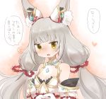  animal_ear_fluff animal_ears bangs bare_shoulders blush breasts cat_ears commentary_request crosshatching eyebrows_visible_through_hair facial_mark fang furrowed_eyebrows gem gloves gold_trim gurumin_(gurruguru) highres long_hair looking_at_viewer low_twintails motion_lines niyah nose_blush open_mouth silver_hair small_breasts solo speech_bubble spoilers translated turtleneck twintails upper_body white_gloves xenoblade_(series) xenoblade_2 yellow_eyes 