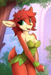  2018 anthro breasts cervine cleavage clothed clothing digital_media_(artwork) elora female green_eyes hair hi_res looking_at_viewer mammal open_mouth open_smile short_hair smile solo spyro_the_dragon video_games yakovlev-vad 