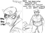  2018 angry anthro army big_breasts black_and_white breasts canine clothed clothing comic donk donkey english_text equine female fox hi_res hladilnik male mammal military monochrome nervous peggy_patterson simple_background soldier text uniform yelling 