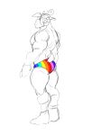 anthro antlers biceps big_arms big_butt big_thighs butt cervine chesschirebacon clothed clothing digital_media_(artwork) furgonomics gay_pride hi_res horn humanoid male mammal muscular muscular_male partially_clothed quads rainbow ralph_(chesschirebacon) simple_background sketch solo standing topless triceps underwear 
