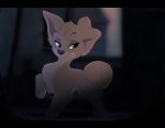  2018 angel_(lady_and_the_tramp) black_fur canine detailed_background digital_media_(artwork) disney dog female feral fur kitchiki lady_and_the_tramp mammal purple_eyes smile solo tan_fur 