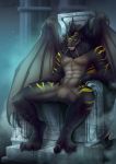  abs anthro chair dragon featureless_crotch horn kammi-lu male muscular muscular_male nude sitting solo thick_thighs throne wings 