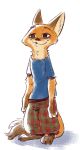  2018 anthro barefoot black_and_white canine cheek_tuft claws clothed clothing dipstick_ears dipstick_tail disney fox fuel_(artist) gloves_(marking) half-closed_eyes looking_at_viewer male mammal markings monochrome multicolored_tail nick_wilde simple_background socks_(marking) solo standing tuft white_background zootopia 
